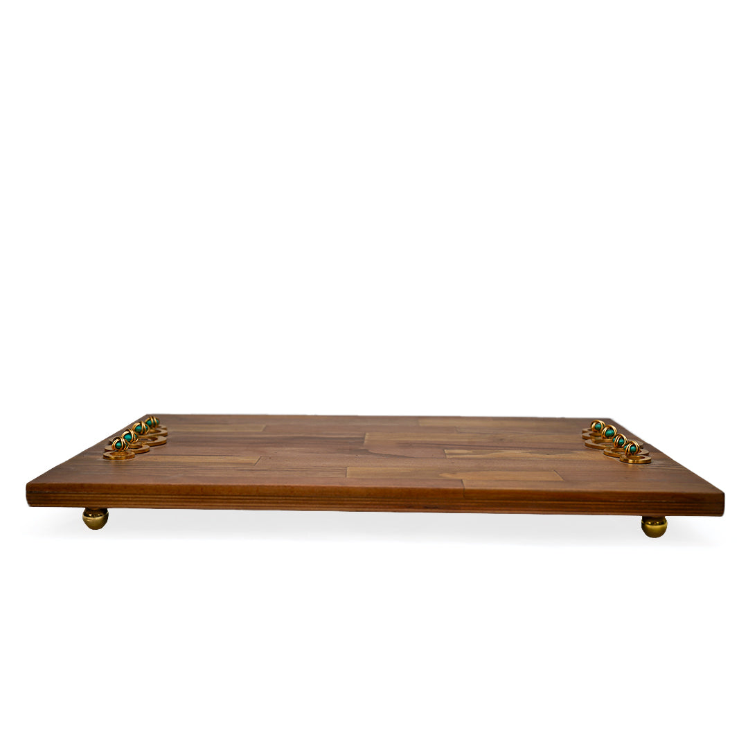 Walnut cheese platter / bar tray with stone