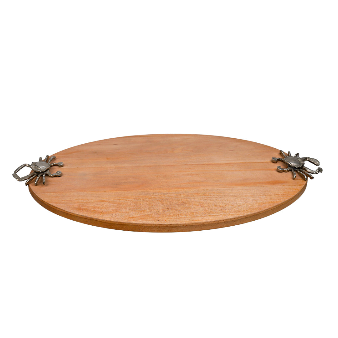 CHEESE PLATTER WITH WOOD W. CRAB DECOR