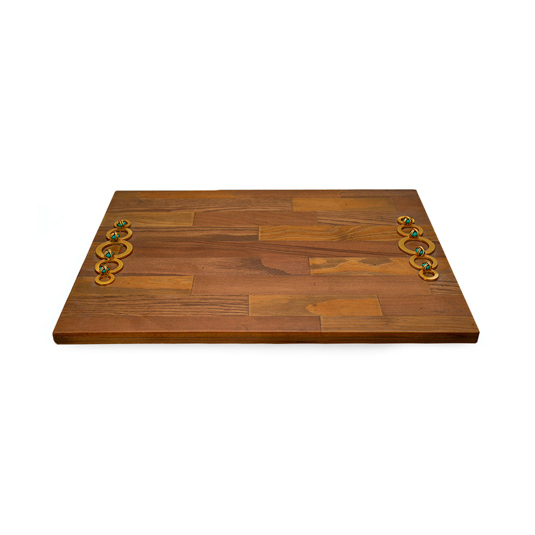 Walnut cheese platter / bar tray with stone