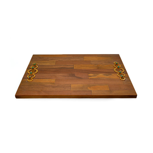 Walnut cheese platter / bar tray with stone