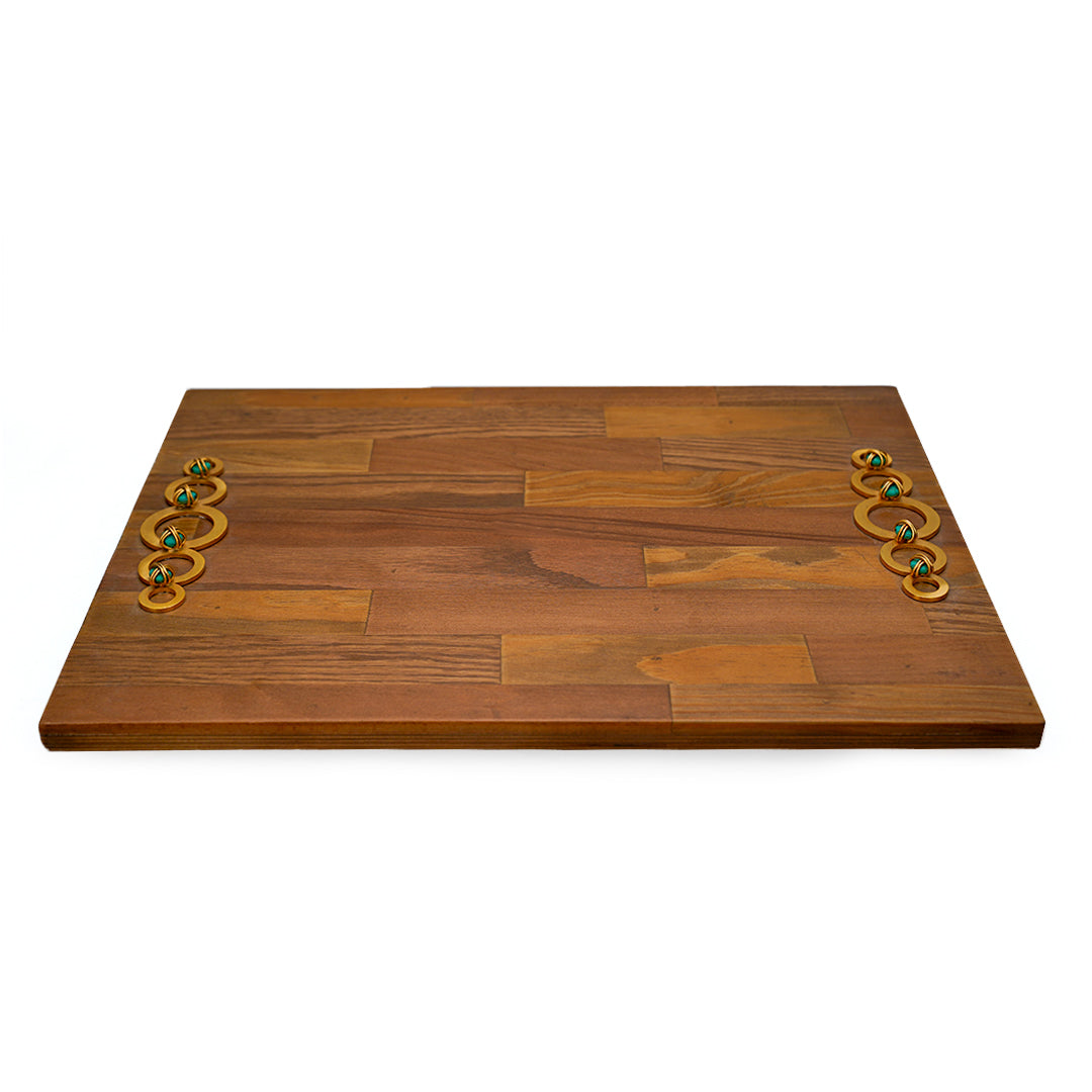 Walnut cheese platter / bar tray with stone