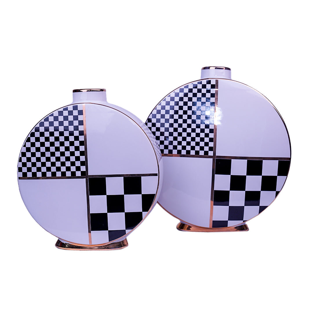 ROUND VASE (BLACK - WHITE) 2 pcs