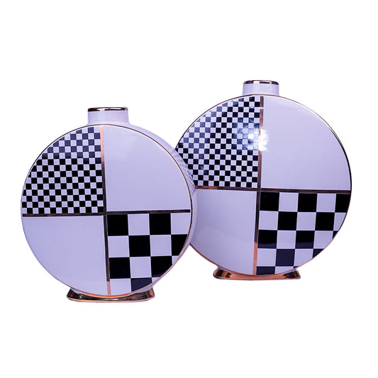 ROUND VASE (BLACK - WHITE) 2 pcs