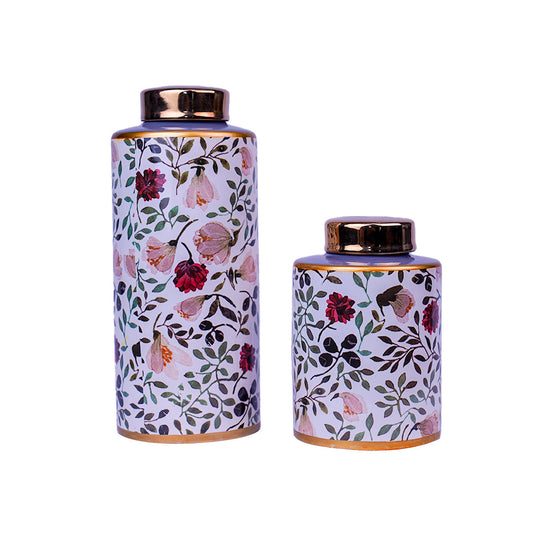 SET OF 2 VASES WITH FLOWERS