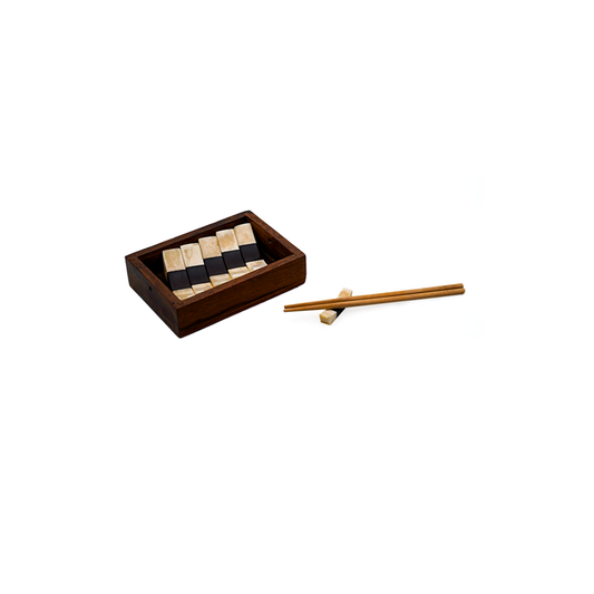 CHOPSTICK REST W/WOOD & BONE WOODEN TRAY ( SET OF 6 PCS)