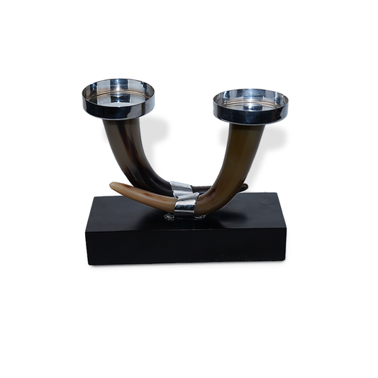 TIPPED HORN PILLER CANDLE HOLDER LARGE