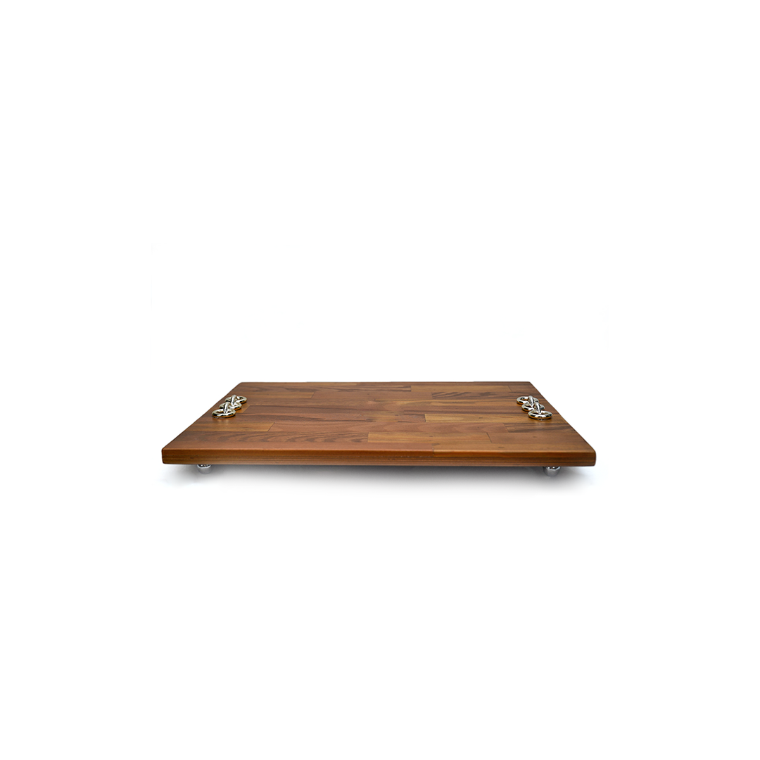 Walnut cheese platter / bar tray with stone