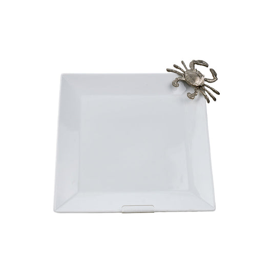 FLAT SQUARE PLATE W. CRAB DÉCOR