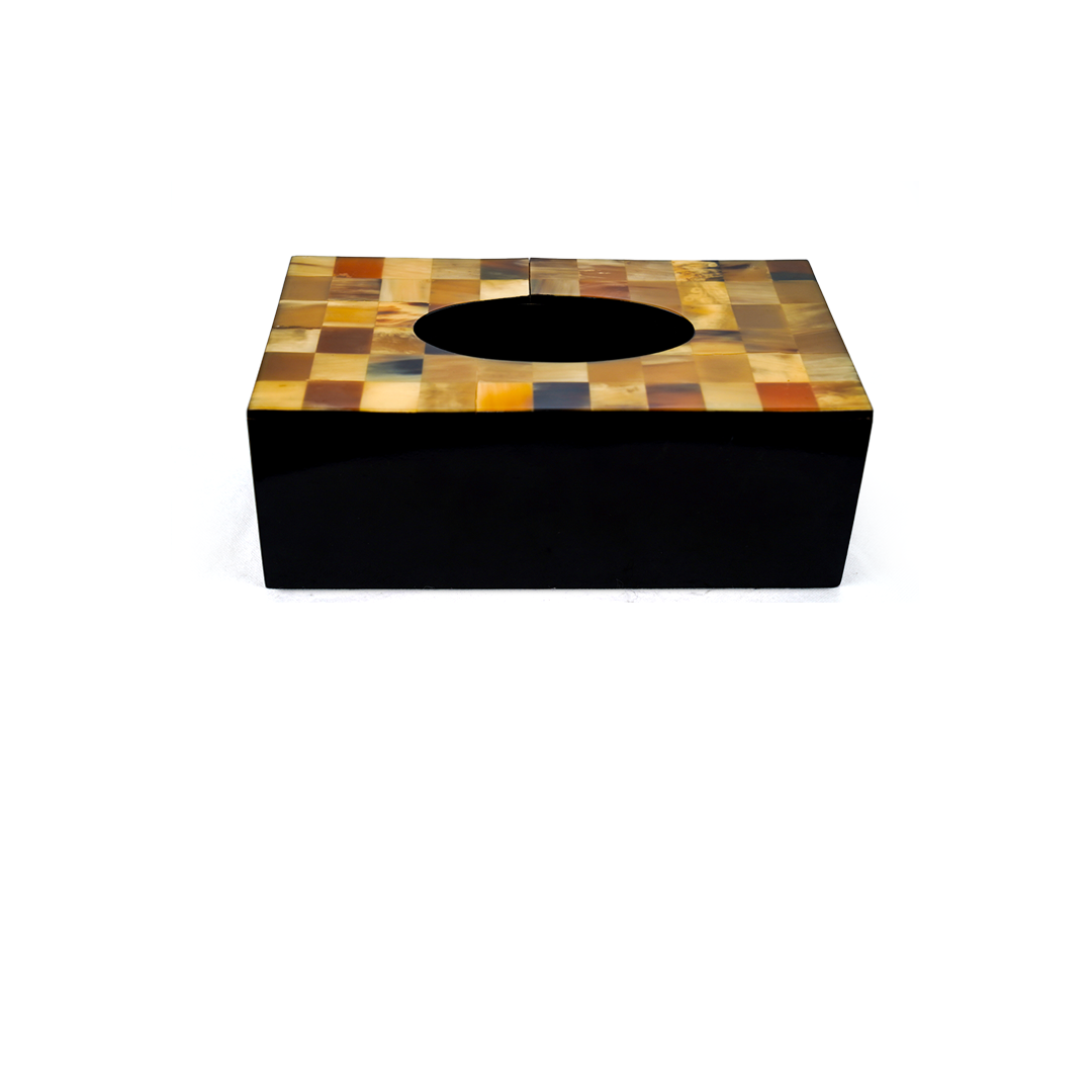 RECTANG. TISSUE BOX HORN TOP GLOSS